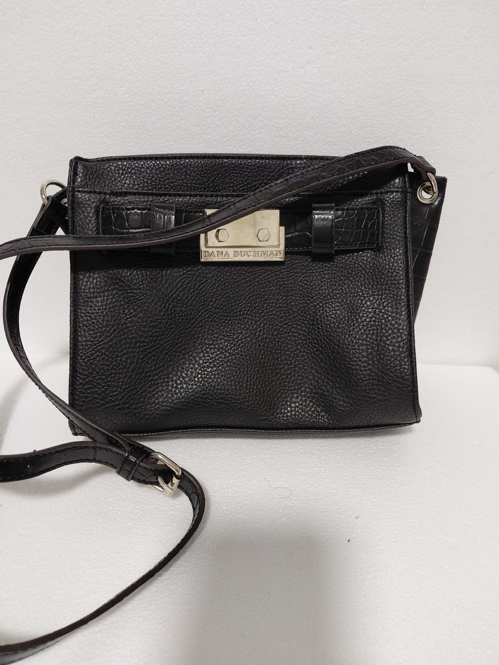 Dana Buchman Black Pebbled & Croc-Accent Crossbody Bag